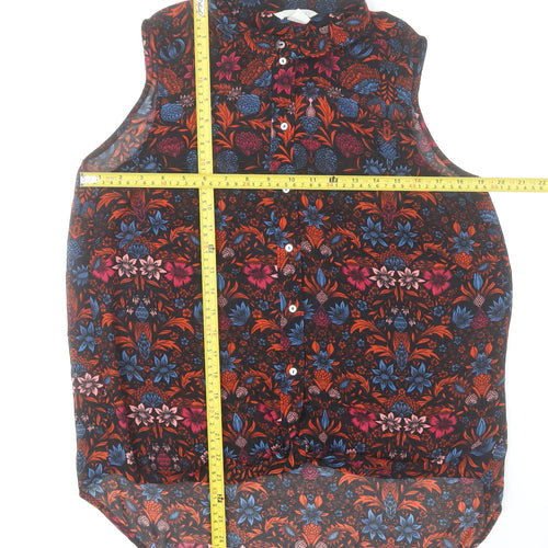 H&M Womens Multicoloured Floral Sleeveless Collared Blouse Size 12