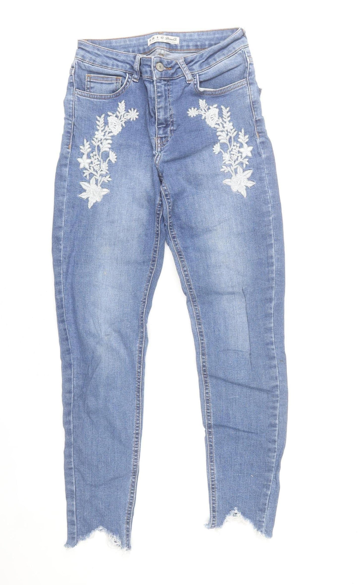Denim Co. Women’s Blue Embroidered Skinny Jeans Size 10