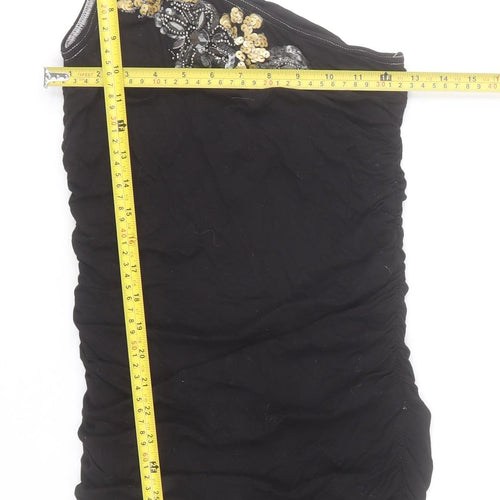 New Look Women’s Black One Shoulder Beaded Bodycon Dress Size 10