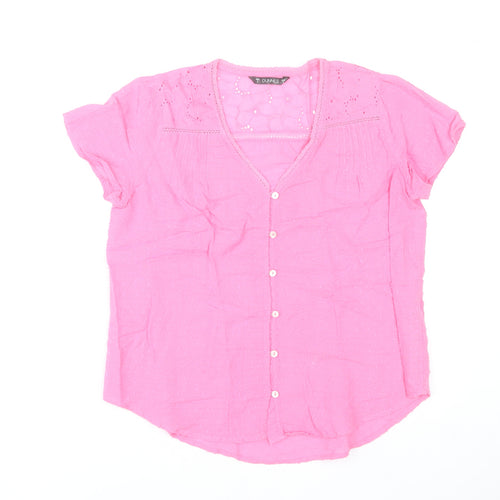 Dunnes Stores Women’s Pink Cotton Short Sleeve Button Blouse Size S