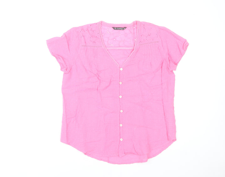 Dunnes Stores Women’s Pink Cotton Short Sleeve Button Blouse Size S