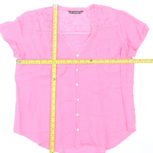 Dunnes Stores Women’s Pink Cotton Short Sleeve Button Blouse Size S