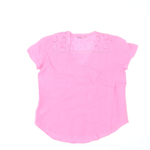 Dunnes Stores Women’s Pink Cotton Short Sleeve Button Blouse Size S