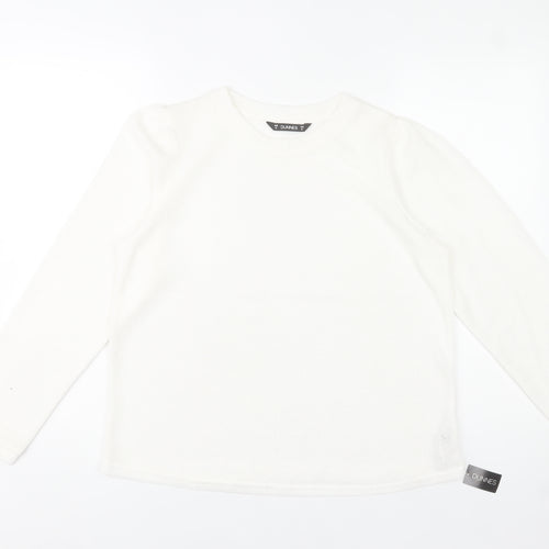 Dunnes Womens White Long Sleeve Basic Knit Top Size 14