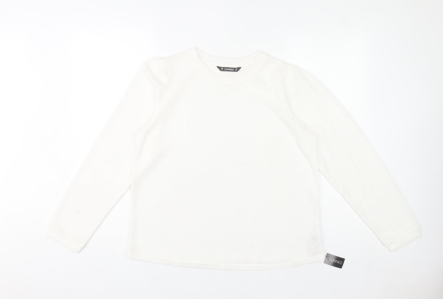 Dunnes Womens White Long Sleeve Basic Knit Top Size 14