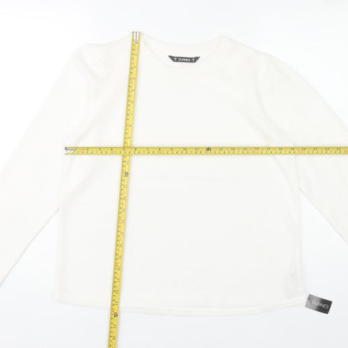 Dunnes Womens White Long Sleeve Basic Knit Top Size 14