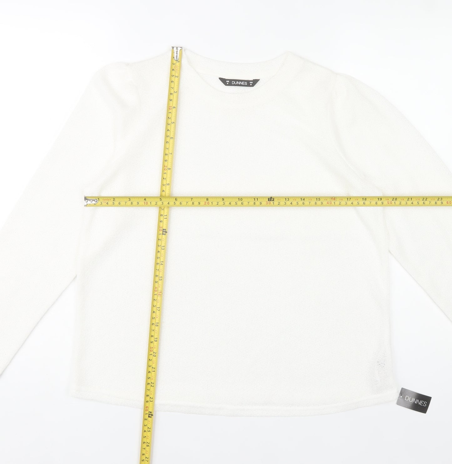 Dunnes Womens White Long Sleeve Basic Knit Top Size 14