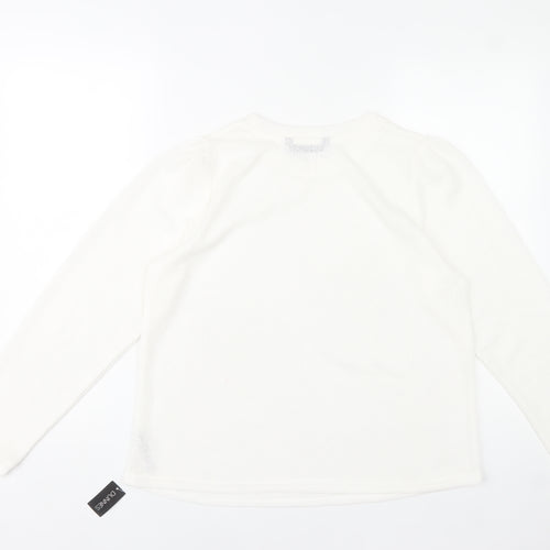 Dunnes Womens White Long Sleeve Basic Knit Top Size 14