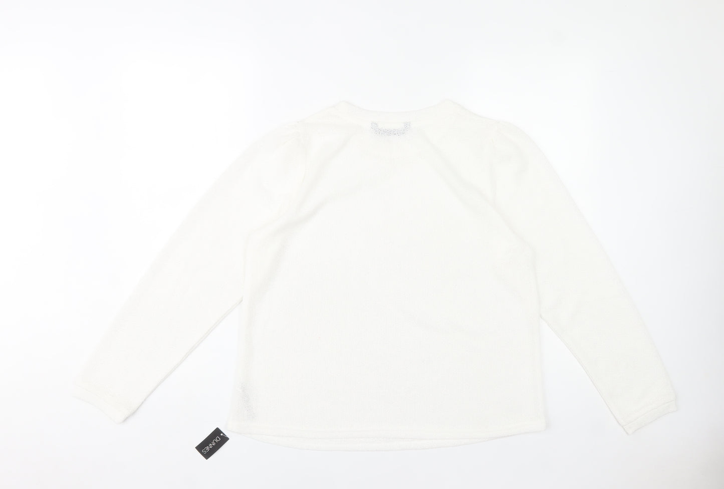 Dunnes Womens White Long Sleeve Basic Knit Top Size 14