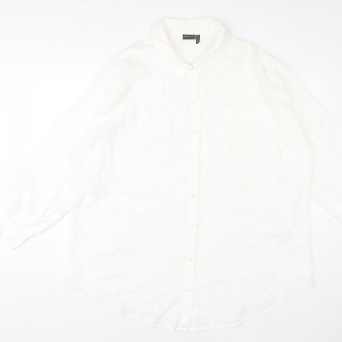 ASOS DESIGN Women's White Cotton Long Sleeve Button-Up Shirt Size 14