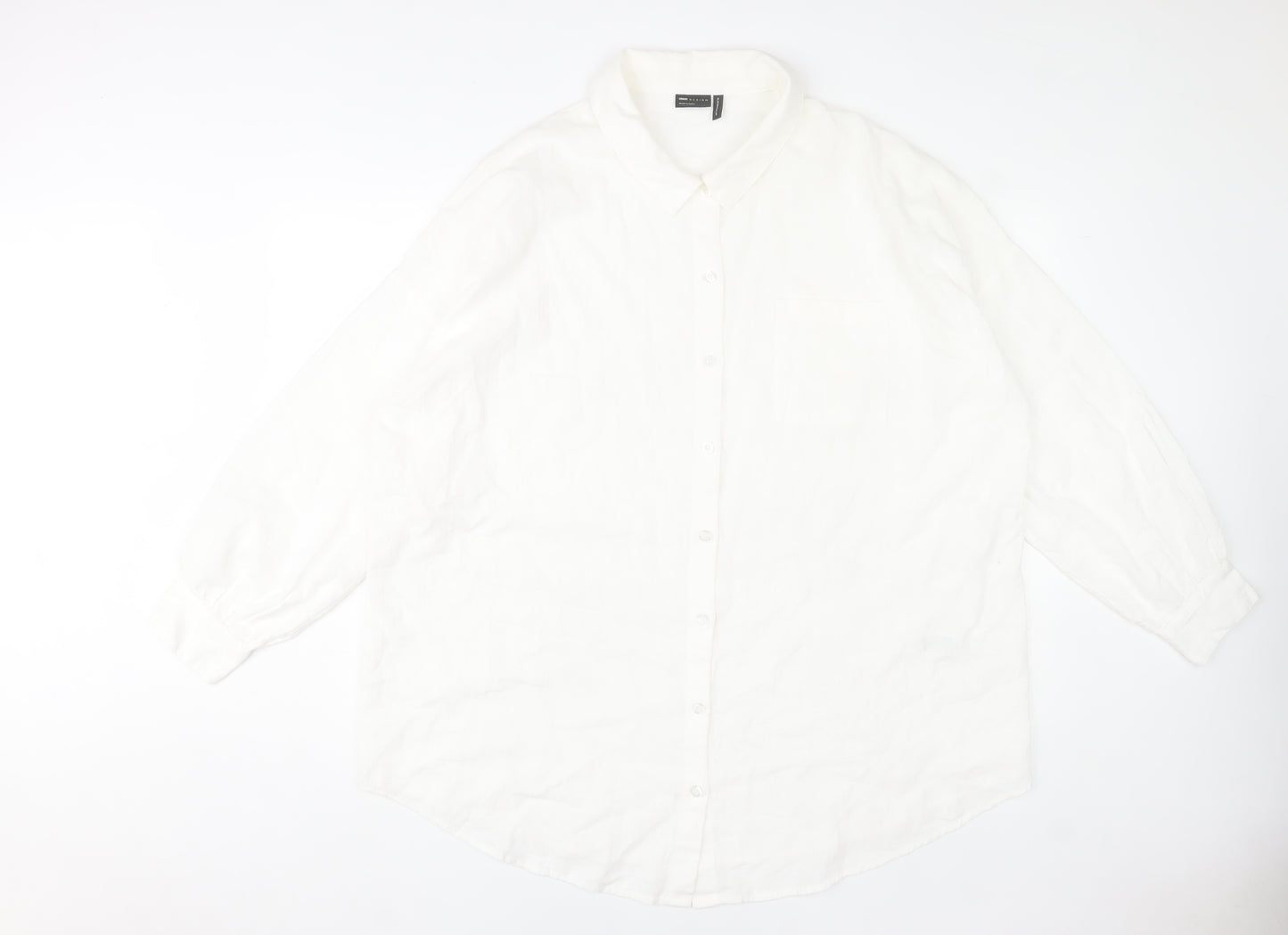 ASOS DESIGN Women's White Cotton Long Sleeve Button-Up Shirt Size 14