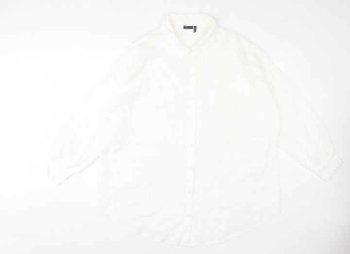 ASOS DESIGN Women's White Cotton Long Sleeve Button-Up Shirt Size 14
