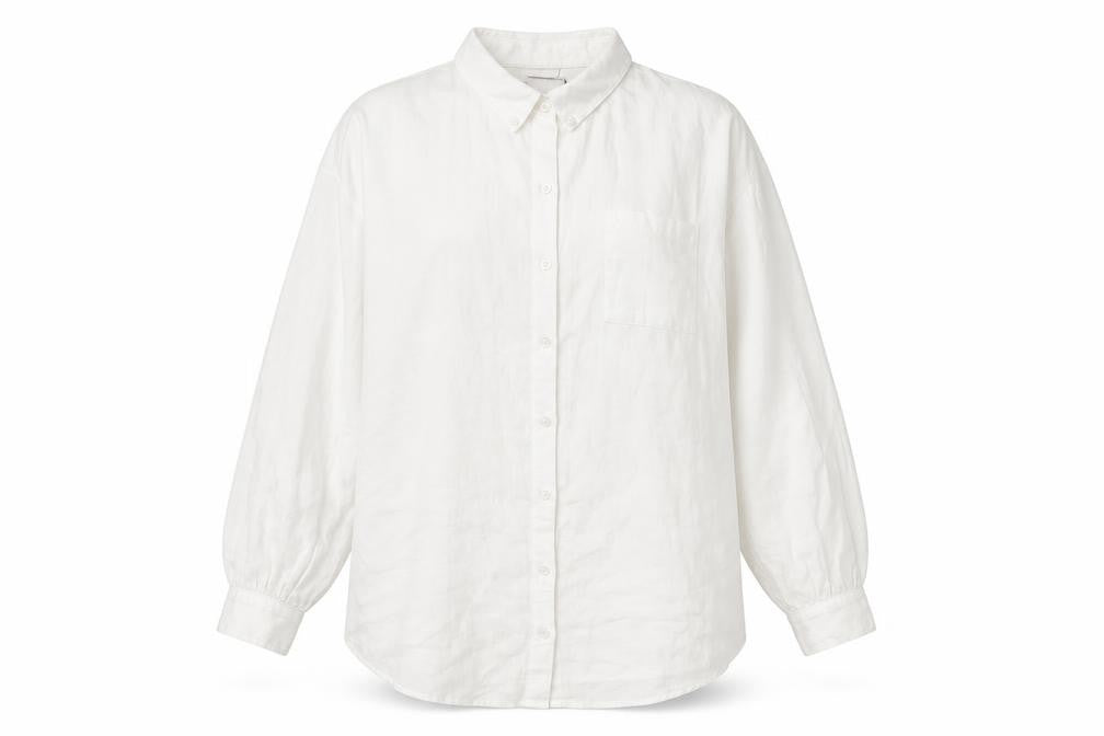 ASOS DESIGN Women's White Cotton Long Sleeve Button-Up Shirt Size 14