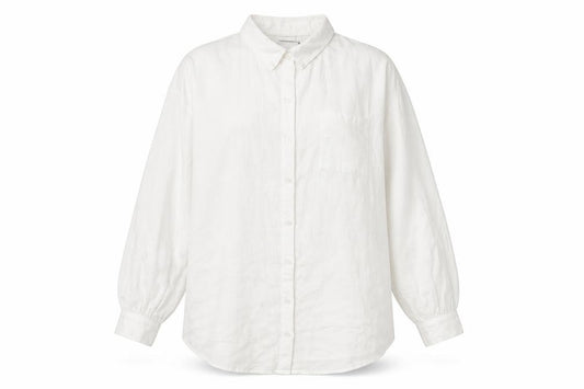 Front view of ASOS DESIGN Women's White Cotton Long Sleeve Button-Up Shirt, size 14