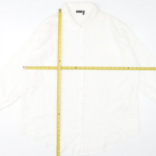 ASOS DESIGN Women's White Cotton Long Sleeve Button-Up Shirt Size 14