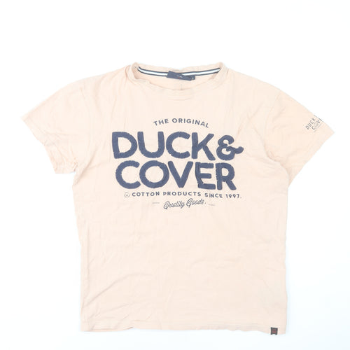 Duck and Cover Men's Beige Graphic Cotton T-Shirt Size S