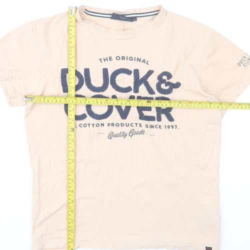 Duck and Cover Men's Beige Graphic Cotton T-Shirt Size S