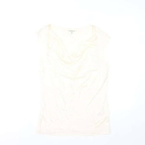 L.K. Bennett Women's Ivory Viscose Cowl Neck Sleeveless Blouse M