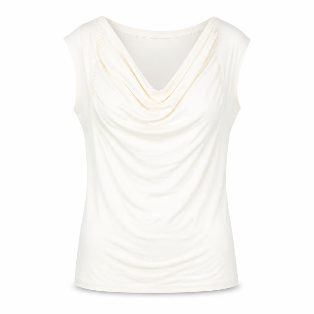 L.K. Bennett Women's Ivory Viscose Cowl Neck Sleeveless Blouse M
