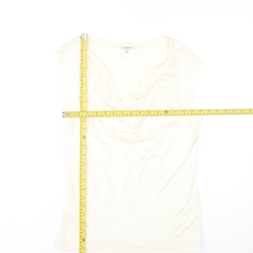 L.K. Bennett Women's Ivory Viscose Cowl Neck Sleeveless Blouse M
