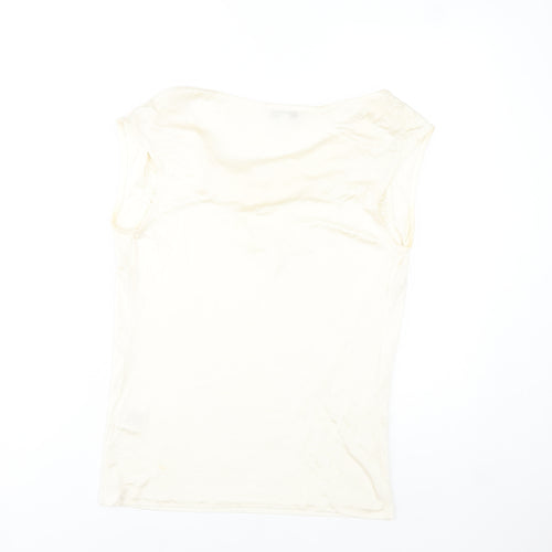 L.K. Bennett Women's Ivory Viscose Cowl Neck Sleeveless Blouse M