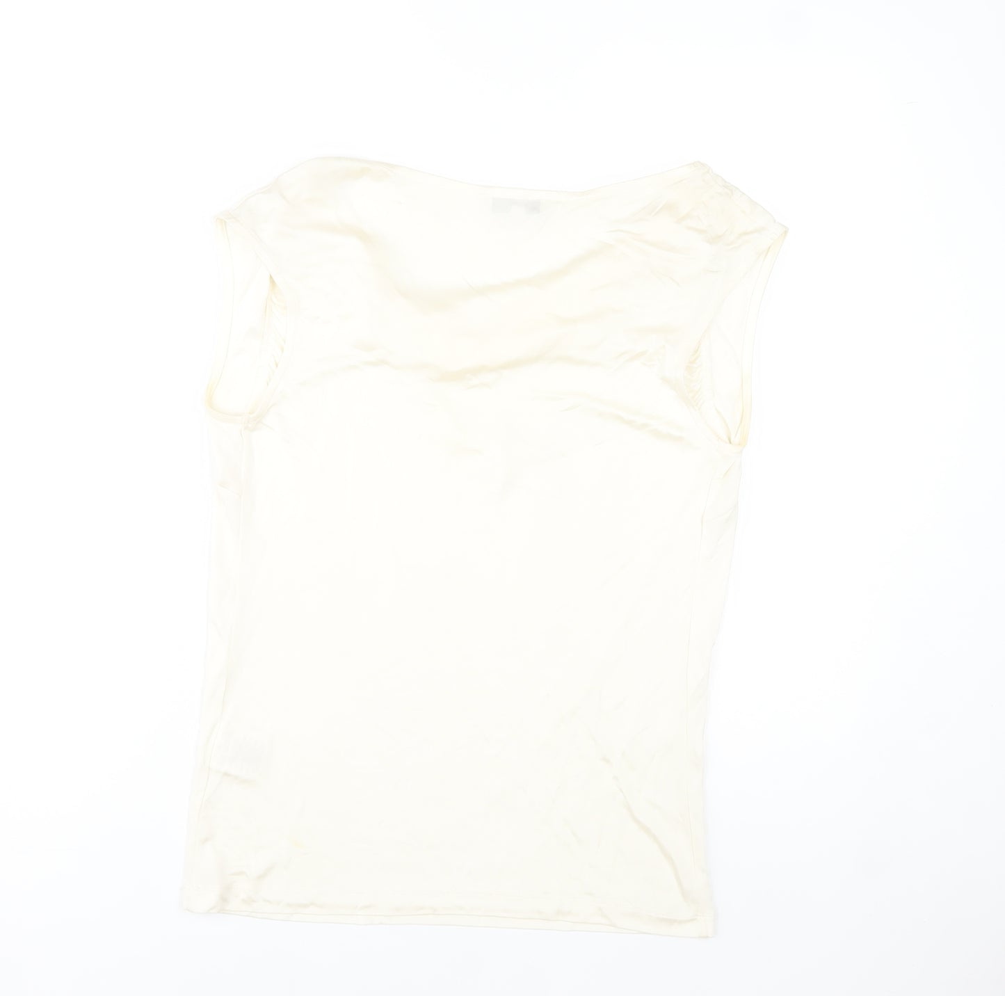 L.K. Bennett Women's Ivory Viscose Cowl Neck Sleeveless Blouse M