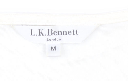 L.K. Bennett Women's Ivory Viscose Cowl Neck Sleeveless Blouse M