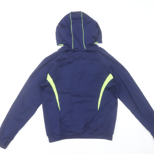 Domyos Boys Blue and Neon Green Pullover Hoodie 14 Years Polyester Blend