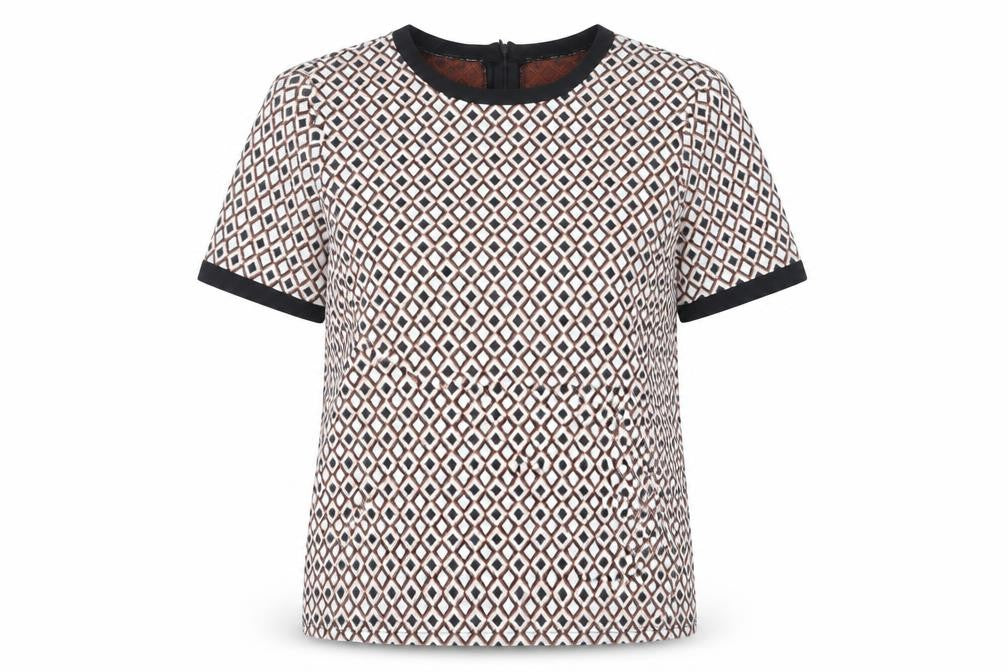Front view of River Island Women's Multicoloured Geometric Short Sleeve Blouse UK 16