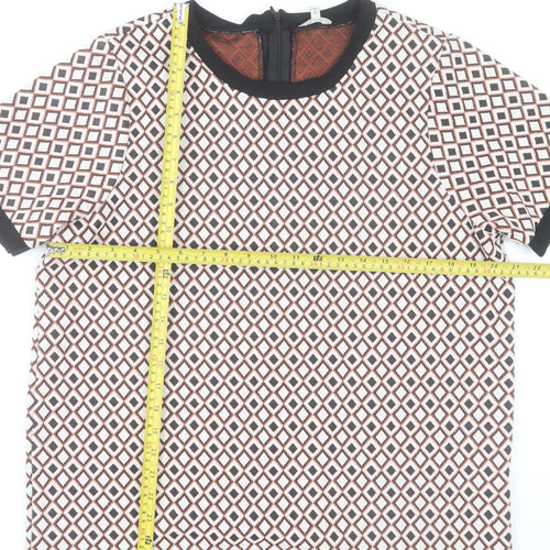 River Island Women's Multicoloured Geometric Short Sleeve Blouse UK 16