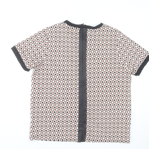 River Island Women's Multicoloured Geometric Short Sleeve Blouse UK 16