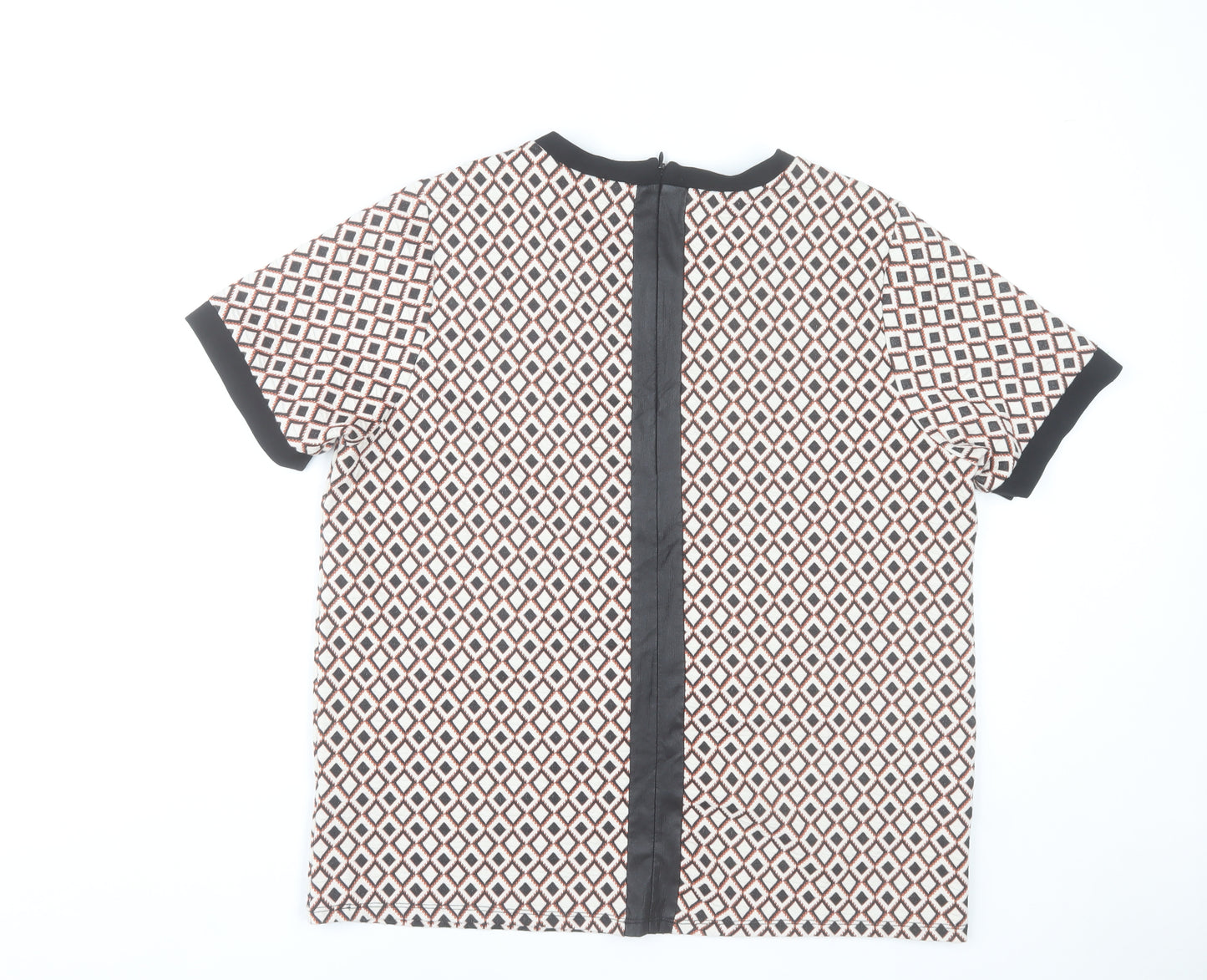 River Island Women's Multicoloured Geometric Short Sleeve Blouse UK 16