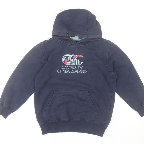 Canterbury Boys Blue Pullover Hoodie Age 10 Cotton Fleece Sports Sweatshirt