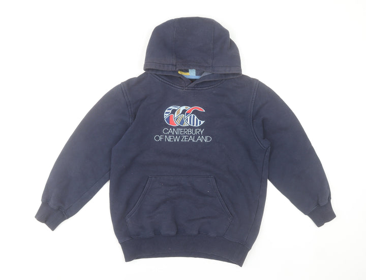 Canterbury Boys Blue Pullover Hoodie Age 10 Cotton Fleece Sports Sweatshirt