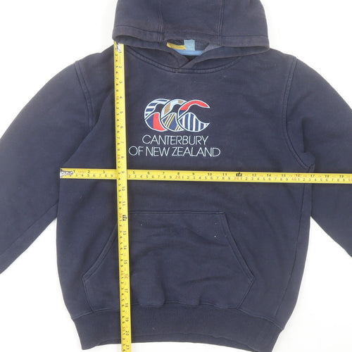 Canterbury Boys Blue Pullover Hoodie Age 10 Cotton Fleece Sports Sweatshirt