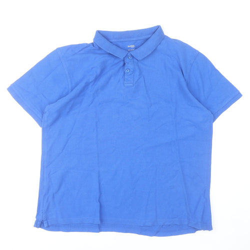 Dunnes Stores Men's Blue Cotton Polo Shirt Size L Regular Fit