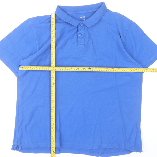 Dunnes Stores Men's Blue Cotton Polo Shirt Size L Regular Fit