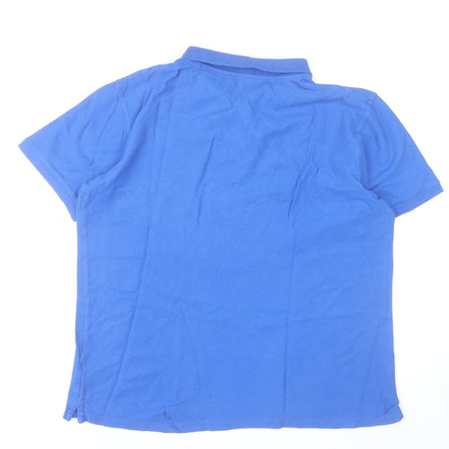 Dunnes Stores Men's Blue Cotton Polo Shirt Size L Regular Fit