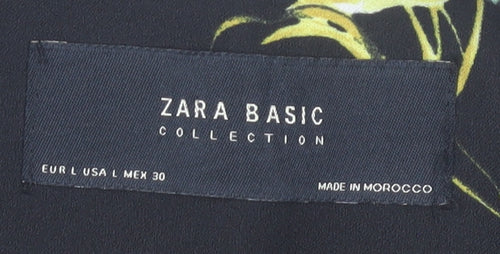 Zara Basic Women's Black Floral Ruffle Sleeve Short Jacket Size 14