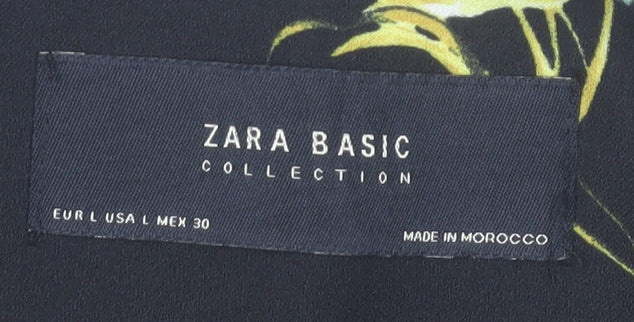Zara Basic Women's Black Floral Ruffle Sleeve Short Jacket Size 14