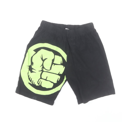 Marvel Boys Black Hulk Athletic Shorts 9-10 Years Cotton Elastic Waist