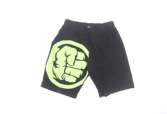 Marvel Boys Black Hulk Athletic Shorts 9-10 Years Cotton Elastic Waist