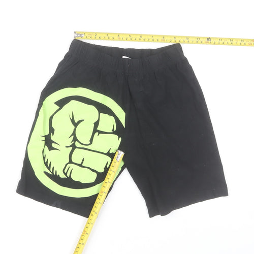 Marvel Boys Black Hulk Athletic Shorts 9-10 Years Cotton Elastic Waist