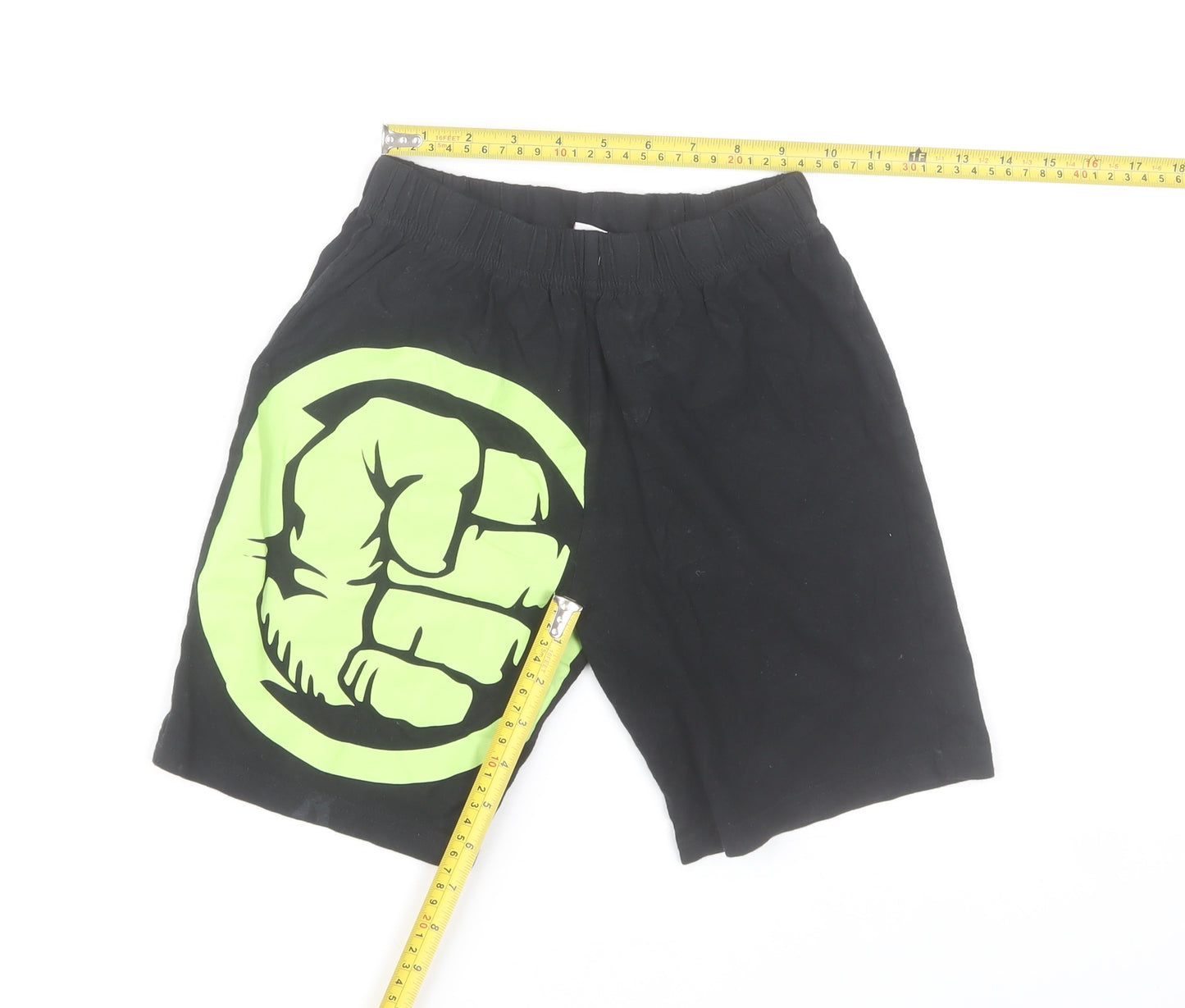 Marvel Boys Black Hulk Athletic Shorts 9-10 Years Cotton Elastic Waist