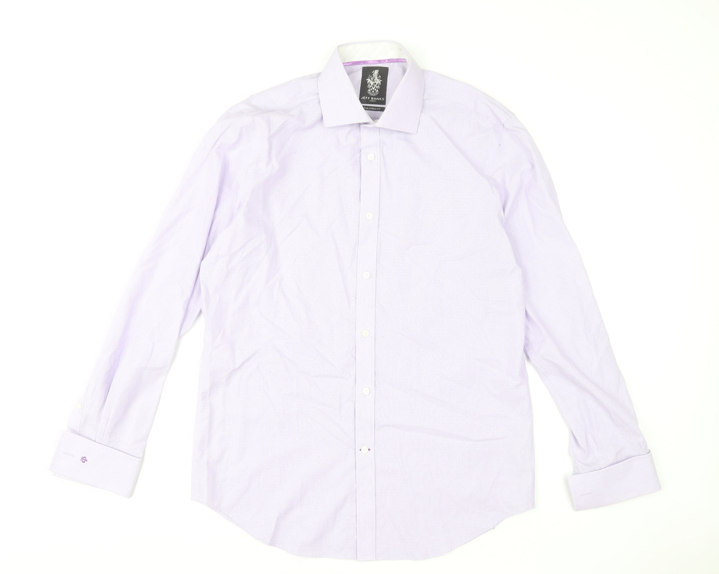Jeff Banks Men's Lilac Cotton Long Sleeve Dress Shirt 16 Collar Classic Fit