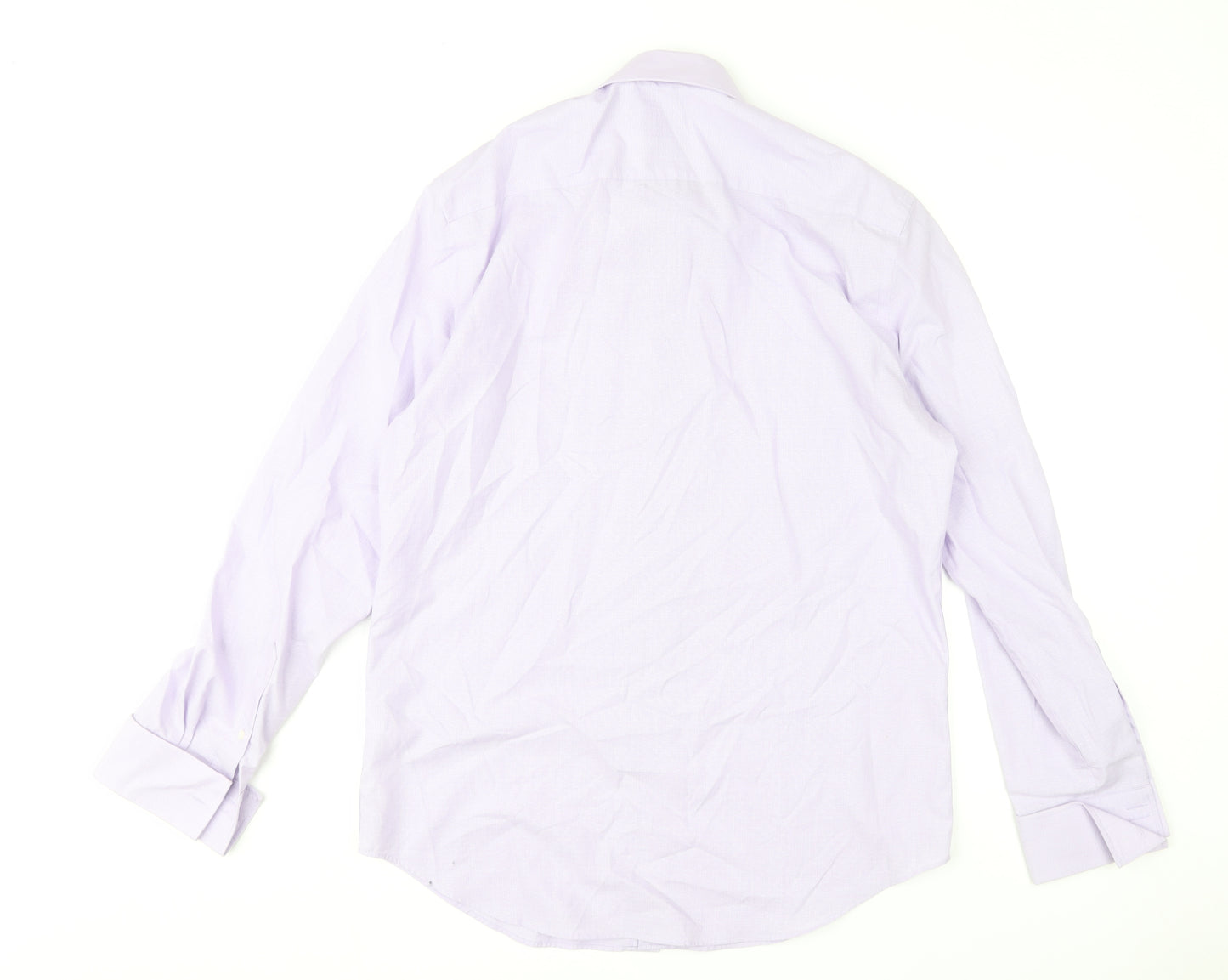 Jeff Banks Men's Lilac Cotton Long Sleeve Dress Shirt 16 Collar Classic Fit