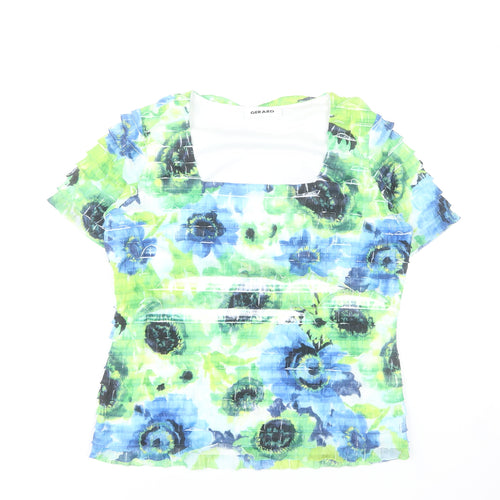 Gerard Womens Multicoloured Floral Blouse Size 14 Short Sleeve Stretch Top
