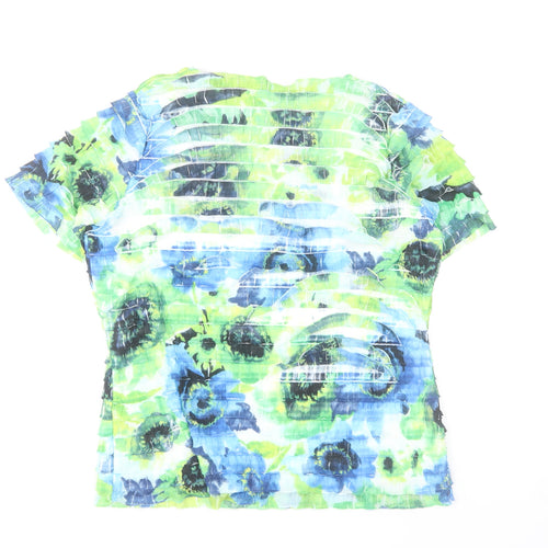 Gerard Womens Multicoloured Floral Blouse Size 14 Short Sleeve Stretch Top