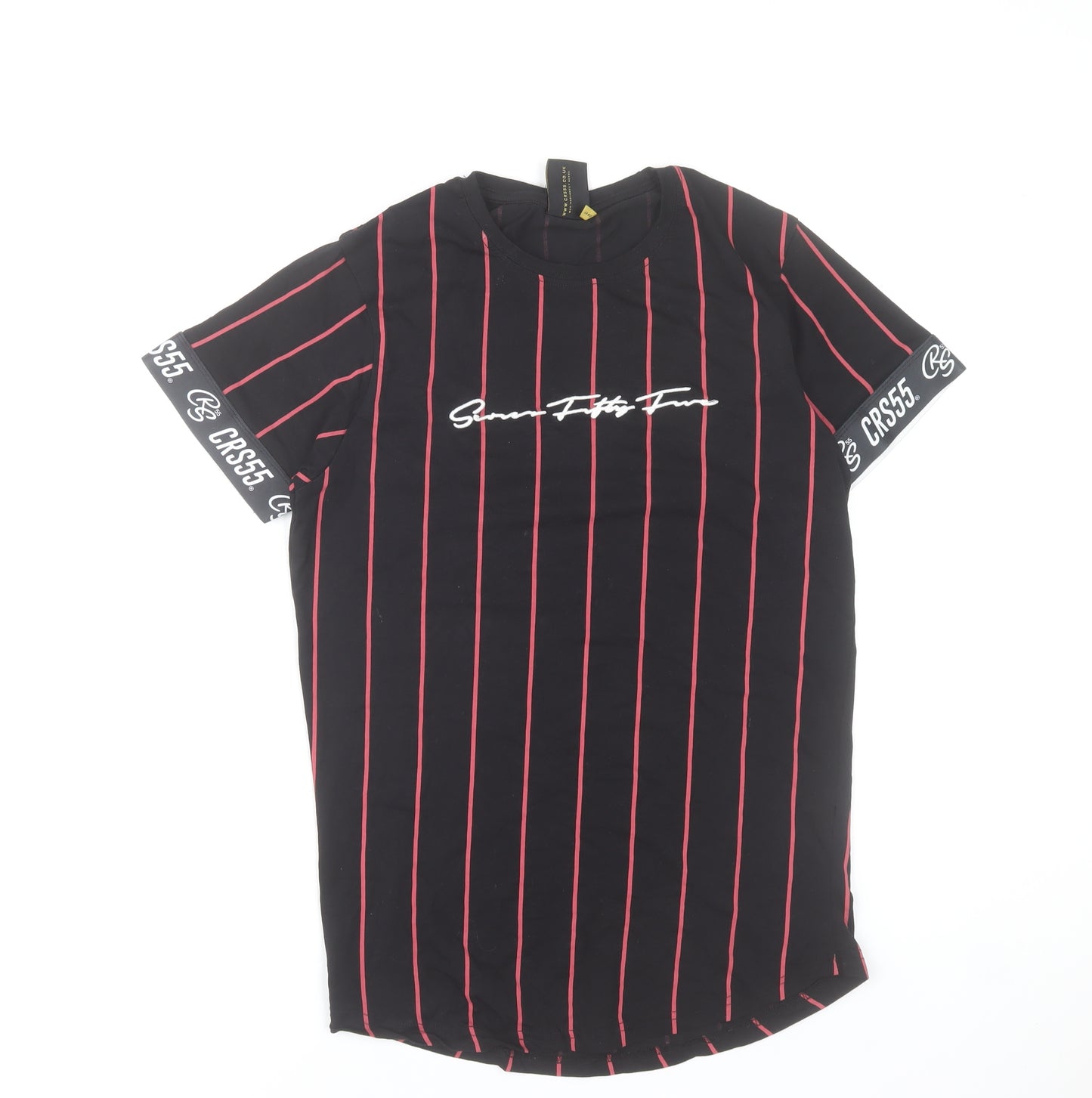 Crosshatch Men’s Black Striped CRS55 Crew Neck Short Sleeve T-Shirt Size S