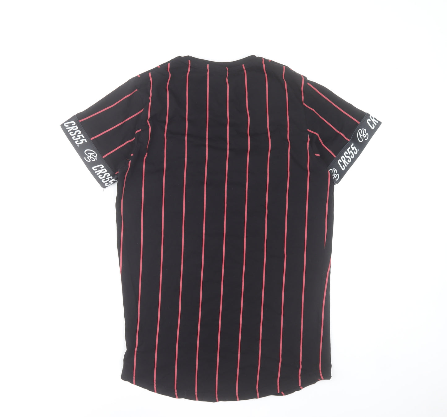 Crosshatch Men’s Black Striped CRS55 Crew Neck Short Sleeve T-Shirt Size S